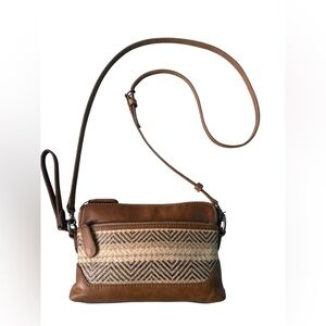 Frye Melissa Straw Crossbody Wristlet • Beige • Leather • Woven